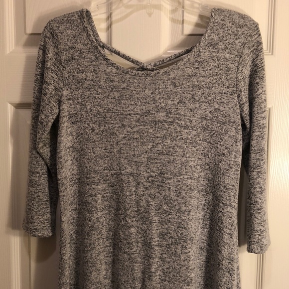 Super Soft! Gray Skater Dress with Criss Cross Back and Circle Hem - Size Medium - Picture 2 of 6